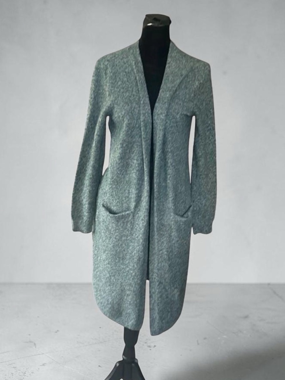 Vero Moda Green Knit Open Front Cardigan Sweater Pockets XS Long Sleeve